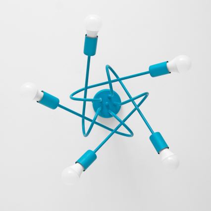 Plafondverlichting OXFORD 5xE27/15W/230V blauw