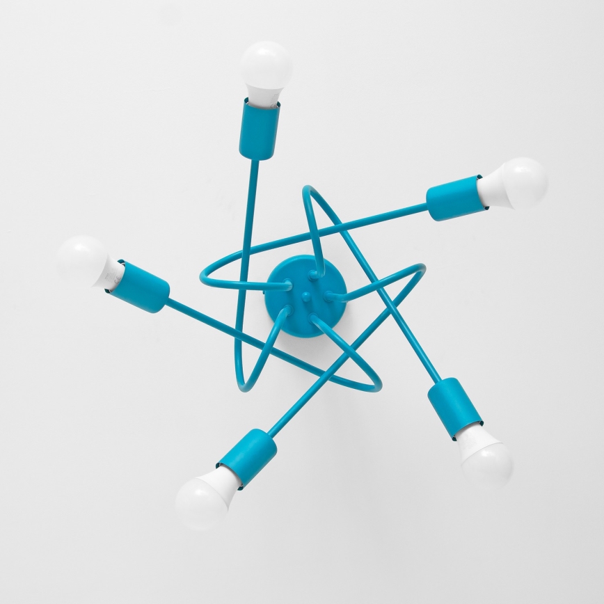 Plafondverlichting OXFORD 5xE27/15W/230V blauw