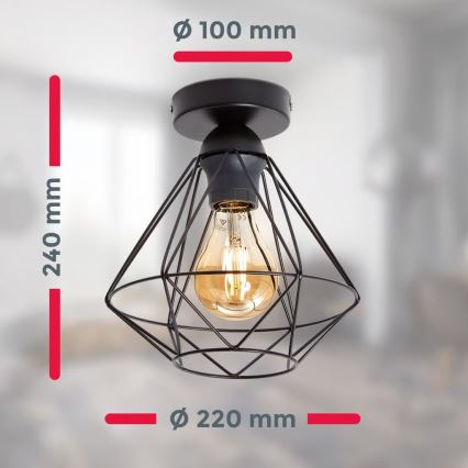 Plafonnier 1xE27/40W/230V noir