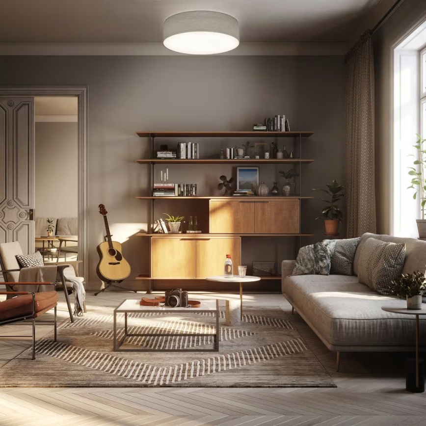 Plafonnier 2x E27/40W/230V, Ø 38 cm, beige