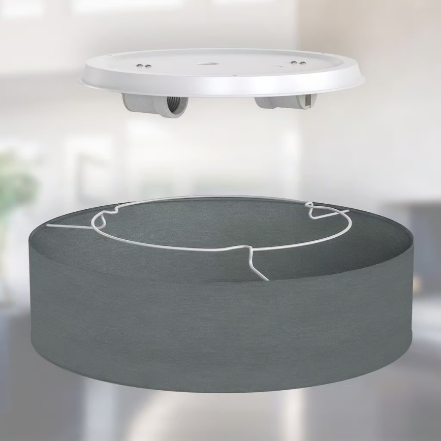 Plafonnier 2xE27/40W/230V, diam. 38 cm, gris