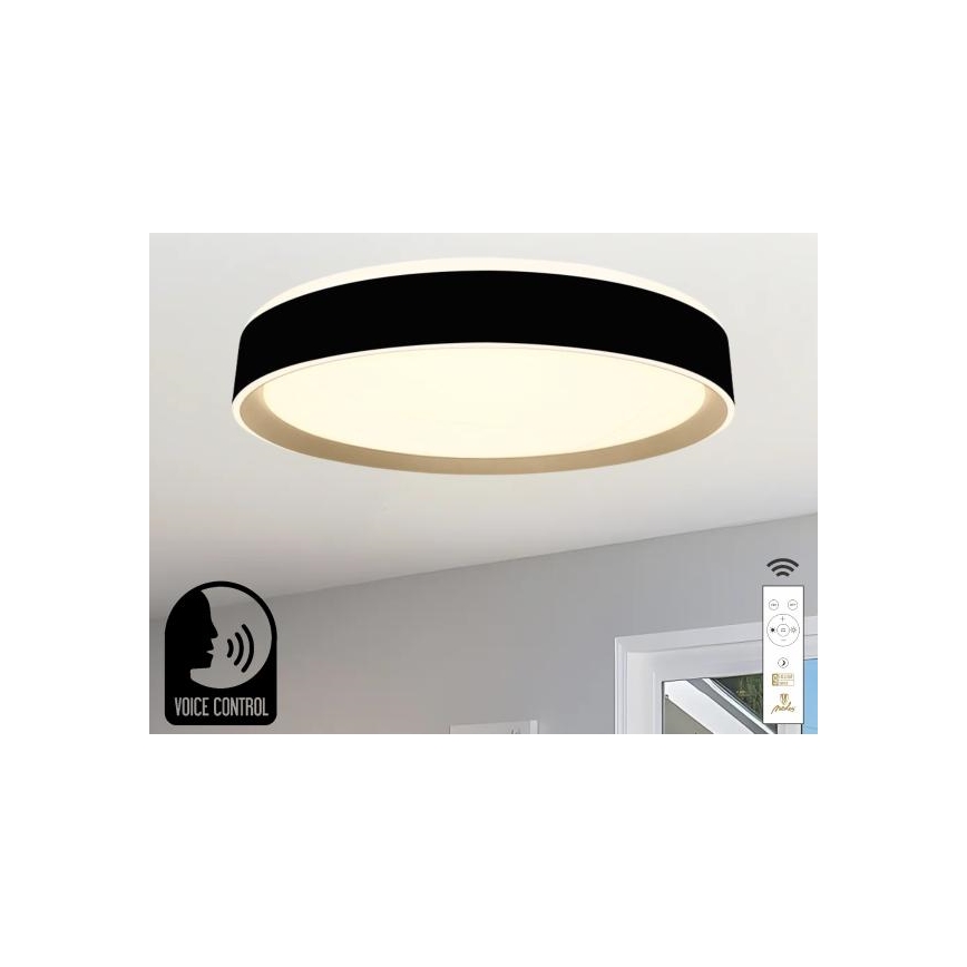 Plafonnier à intensité variable avec commande vocale OPAL LED/48W/230V 2700-6500K noir + Télécommande