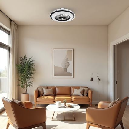 Plafonnier à intensité variable avec ventilateur ZEPHYR LED/48W/230V 3000-6000K noir + Télécommande