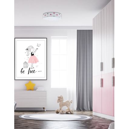 Plafonnier enfant à intensité variable SMART GALAXY KIDS LED/24W/230V 3000-6500K étoiles blanc/rose/gris + télécommande