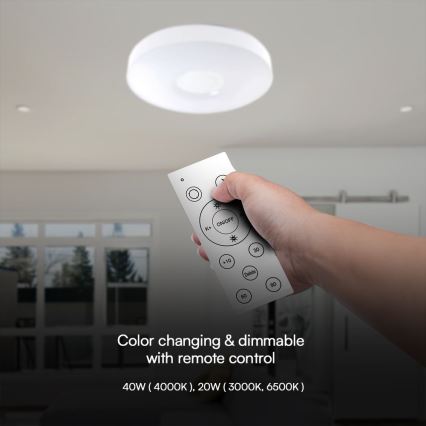 Plafonnier à intensité variable LED/40W/230V 3000-6500K 39 cm blanc + télécommande