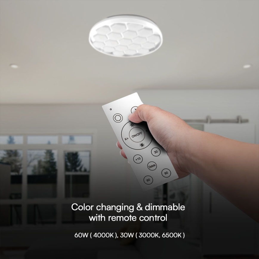 Plafonnier à intensité variable LED/60W/230V 3000/4000/6500K + télécommande