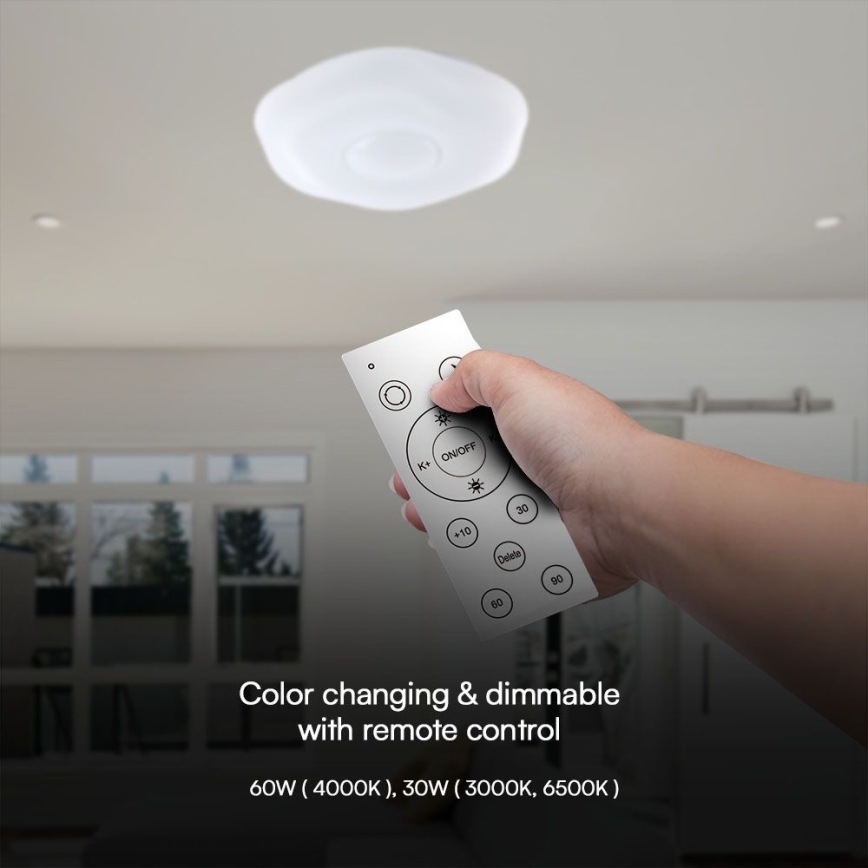 Plafonnier à intensité variable LED/60W/230V 3000-6500K 50 cm blanc + télécommande