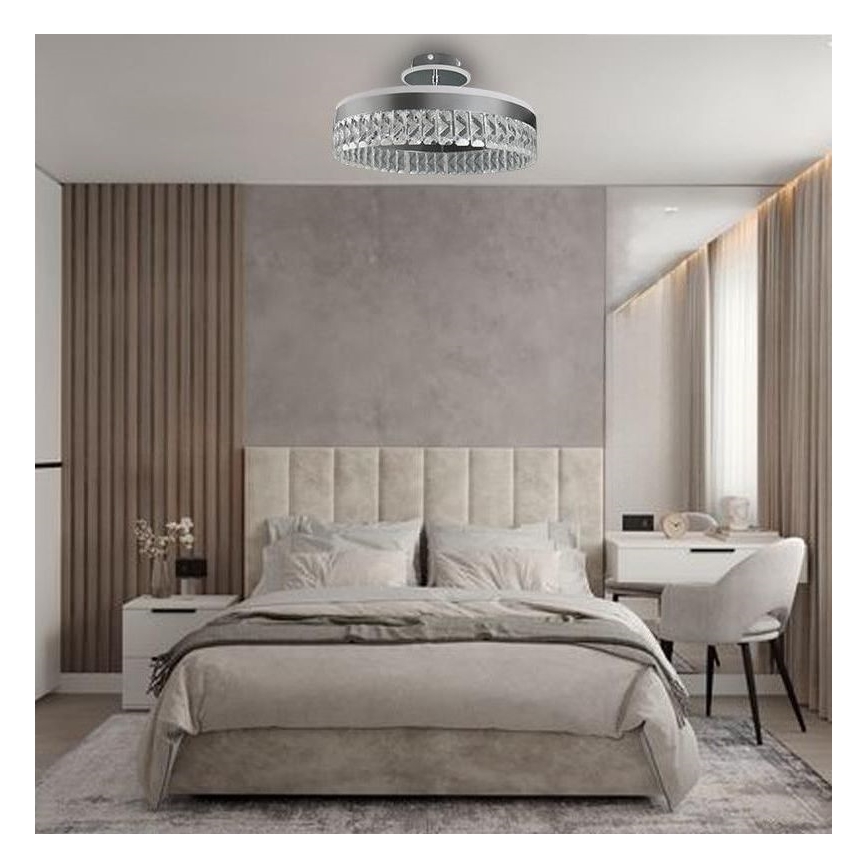 Suspension en cristal en saillie  à intensité variable LED/75W/230V 3000-6500K chrome mat + télécommande