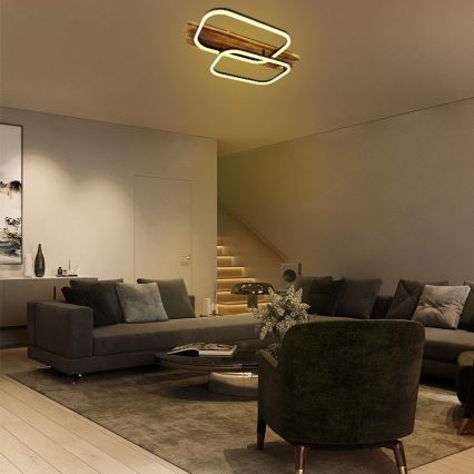 Plafonnier à intensité variable LED/95W/230V 3000-6500K chêne + télécommande