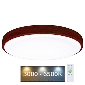 Plafonnier à intensité variable LENA LED/60W/230V 3000-6500K chêne + télécommande