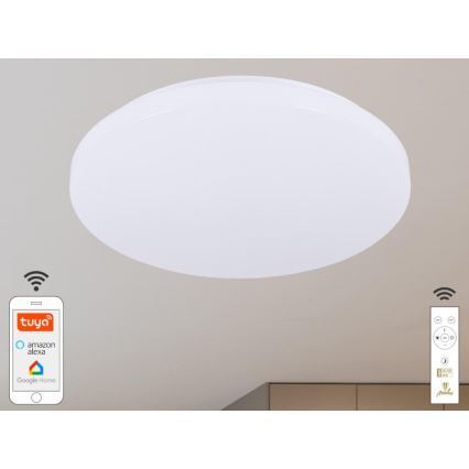 Plafonnier à intensité variable OPAL LED/48W/230V 2700-6500K Wi-Fi Tuya blanc + Télécommande