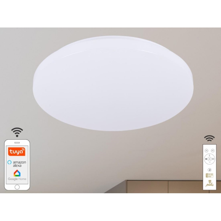 Plafonnier à intensité variable OPAL LED/48W/230V 2700-6500K Wi-Fi Tuya blanc + Télécommande
