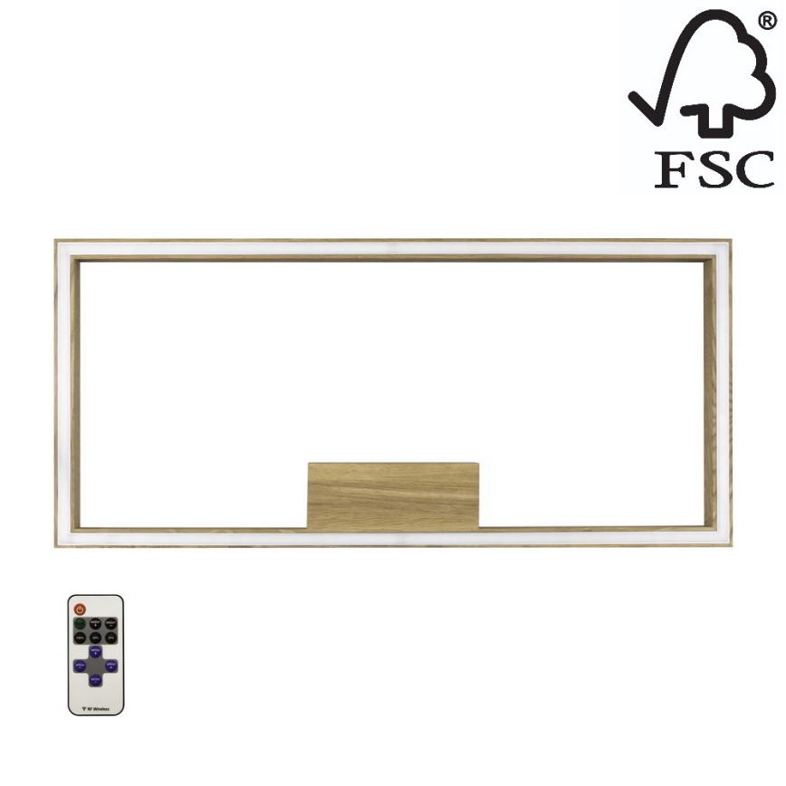 Plafonnier à intensité variable RAMME LED/34W/230V + télécommande chêne mat - certifié FSC