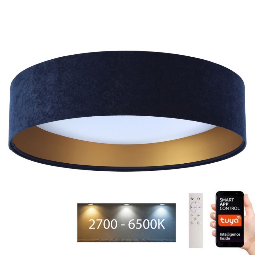 Plafonnier à intensité variable SMART GALAXY LED/36W/230V d. 55 cm 2700-6500K Wi-Fi Tuya bleu/doré + télécommande