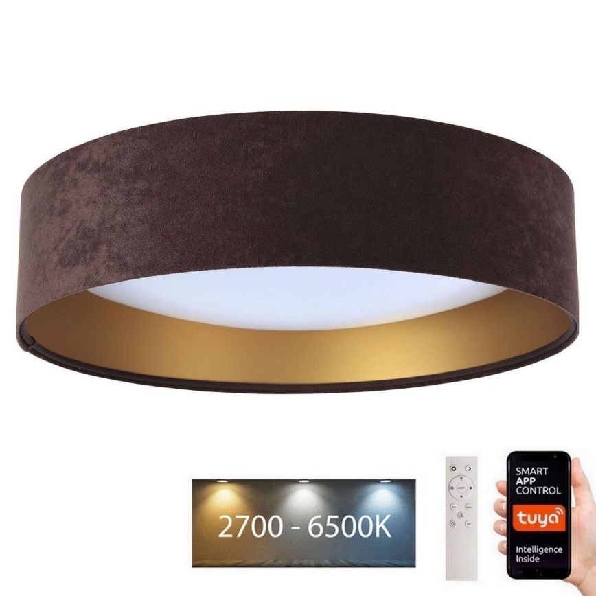 Plafonnier à intensité variable SMART GALAXY LED/36W/230V d. 55 cm 2700-6500K Wi-Fi Tuya marron/doré + Télécommande