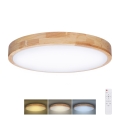 Plafonnier à intensité variable SOLID OAK LED/48W/230V 3000-6500K chêne d. 39 cm + télécommande