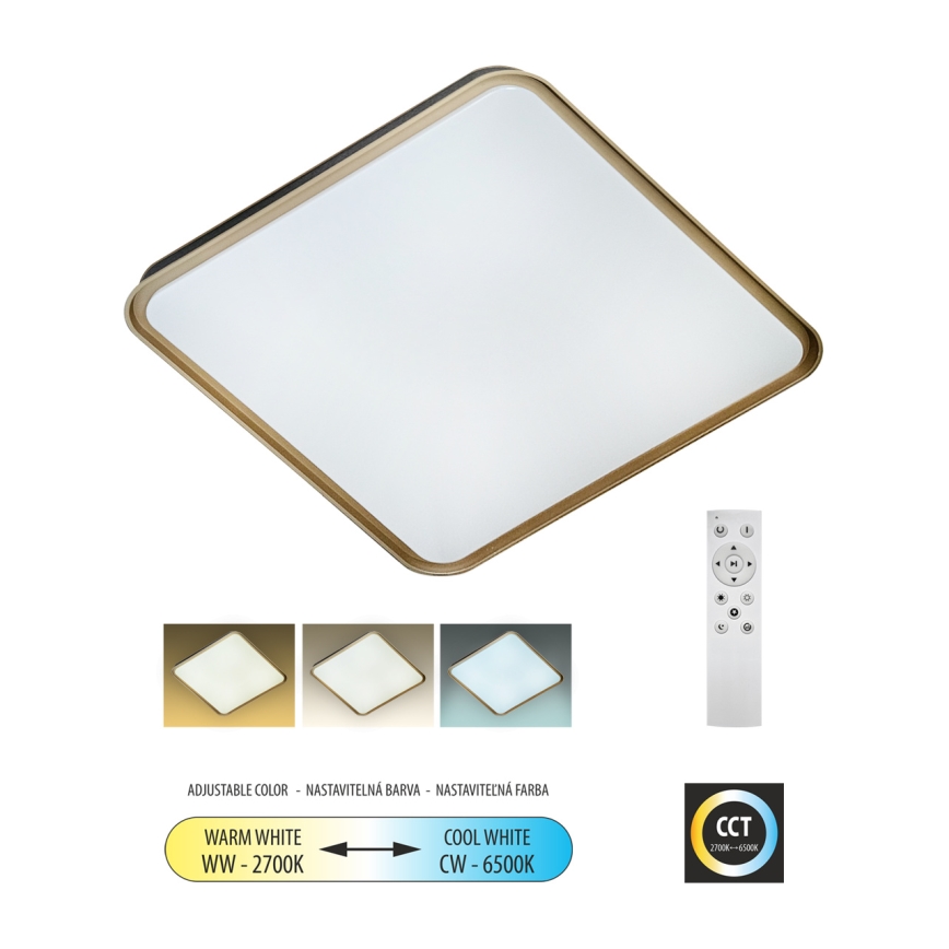Plafonnier à intensité variable UNA LED/60W/230V 2700-6500K 50x50 cm + télécommande