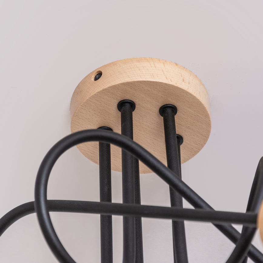 Plafonnier à montage apparent OXFORD 5xE27/15W/230V, pin/noir