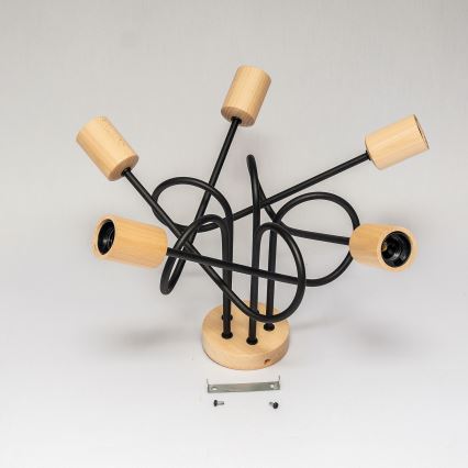 Plafonnier à montage apparent OXFORD 5xE27/15W/230V, pin/noir