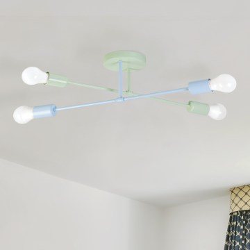 Plafonnier à montage en surface CAMBRIDGE 4xE27/15W/230V vert/bleu