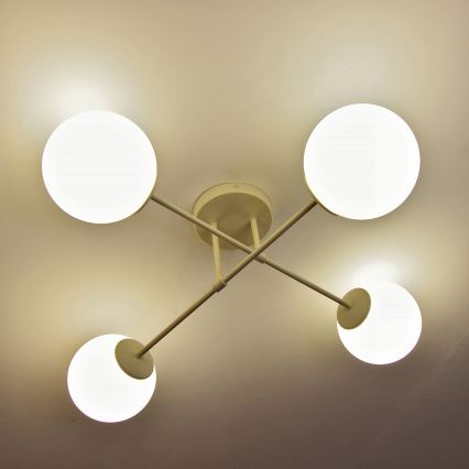 Plafonnier à montage en surface MOON 4xE27/15W/230V, crème