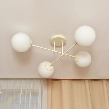 Plafonnier à montage en surface MOON 4xE27/15W/230V, crème