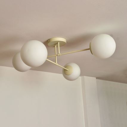 Plafonnier à montage en surface MOON 4xE27/15W/230V, crème