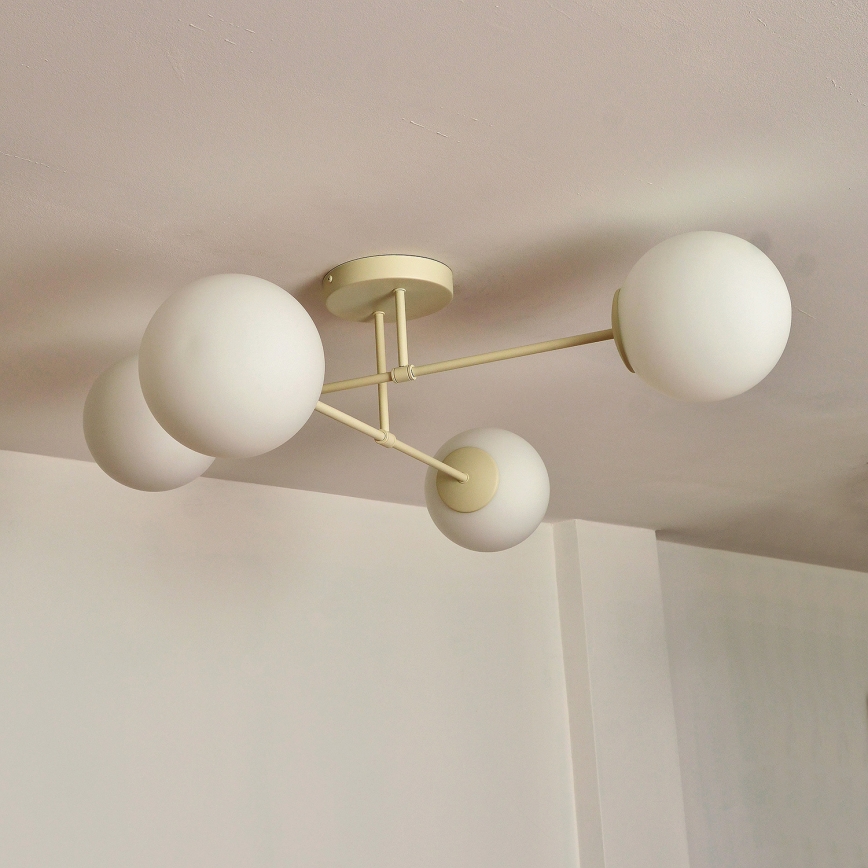 Plafonnier à montage en surface MOON 4xE27/15W/230V, crème
