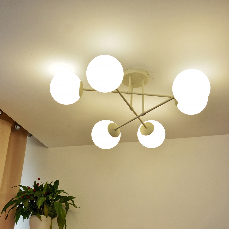 Plafonnier à montage en surface MOON 6xE27/15W/230V, crème