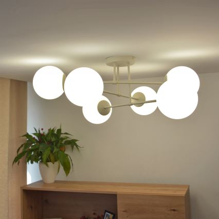 Plafonnier à montage en surface MOON 6xE27/15W/230V, crème