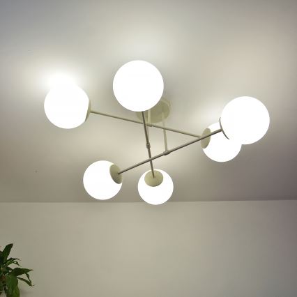 Plafonnier à montage en surface MOON 6xE27/15W/230V, crème