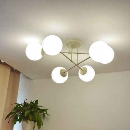 Plafonnier à montage en surface MOON 6xE27/15W/230V, crème