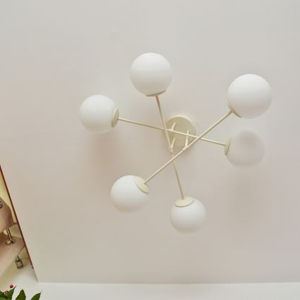 Plafonnier à montage en surface MOON 6xE27/15W/230V, crème