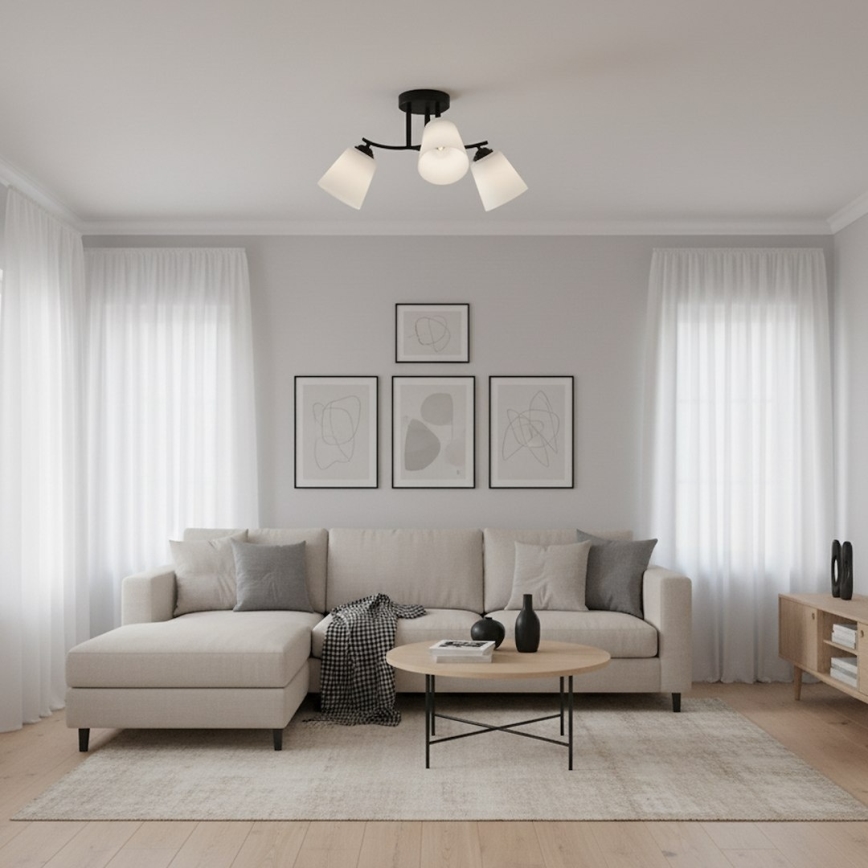 Plafonnier à montage en surface PAFOS 3xE27/15W/230V, noir