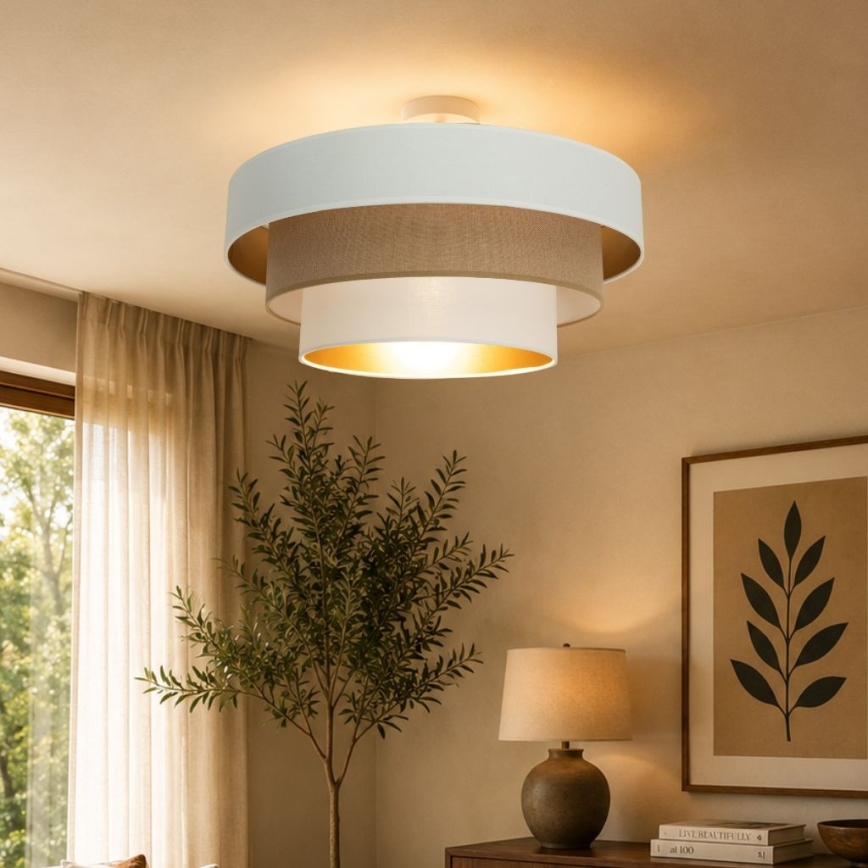 Plafonnier à montage en surface WENTA 1xE27/60W/230V Ø 50 cm blanc/marron