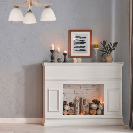 Plafonnier ADRIANO 3xE27/60W/230V en hêtre