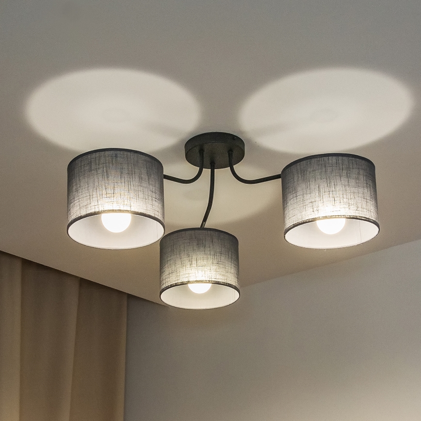 Plafonnier affleurant ALBA 3xE27/15W/230V gris