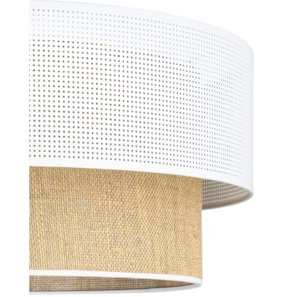 Plafonnier affleurant BORHO 1xE27/60W/230V Ø 50 cm blanc/jute