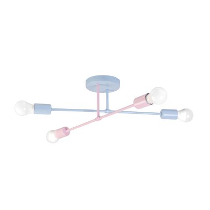 Plafonnier affleurant CAMBRIDGE 4xE27/15W/230V bleu/rose