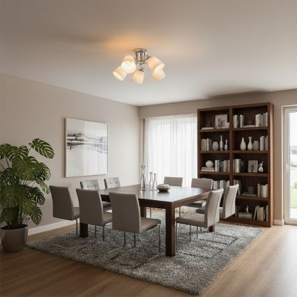 Plafonnier affleurant PAFOS 5xE27/15W/230V chrome brillant