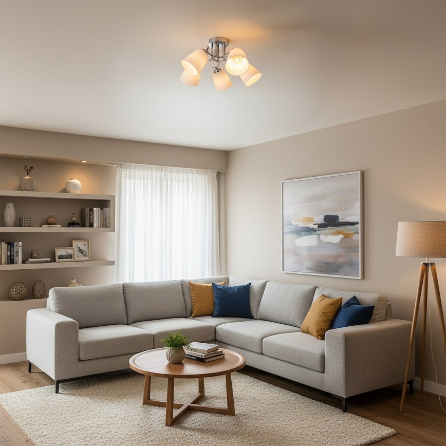 Plafonnier affleurant PAFOS 5xE27/15W/230V chrome brillant