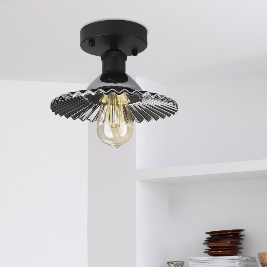 Plafonnier affleurant TRISH 1xE27/15W/230V noir/noir fumé