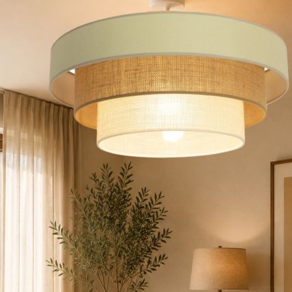 Plafonnier affleurant WENTA 1xE27/60W/230V, diamètre 50 cm, beige/jute