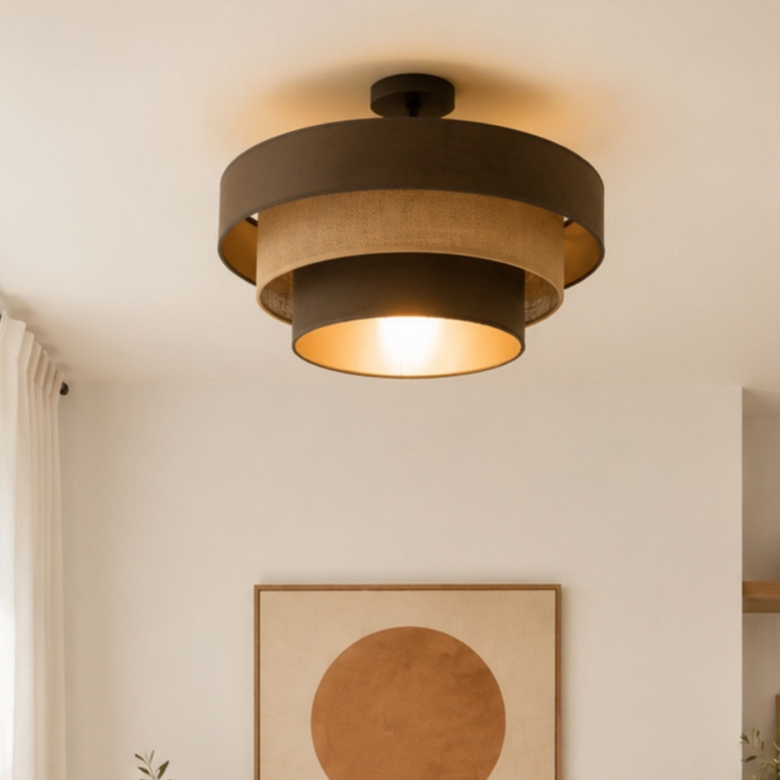 Plafonnier affleurant WENTA 1xE27/60W/230V Ø 50 cm marron/jute