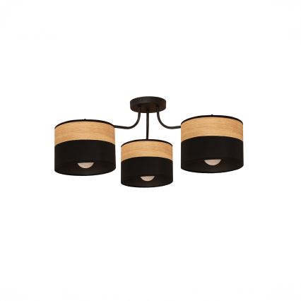 Plafonnier ALBA 3xE27/15W/230V Ø 66 cm noir/marron
