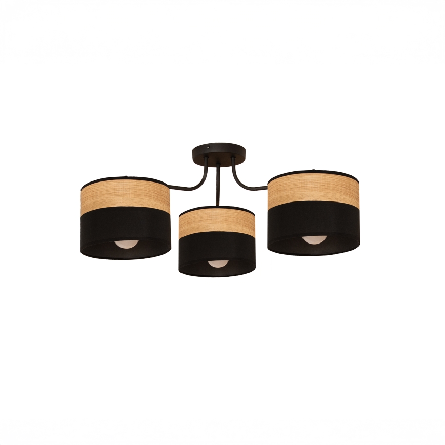 Plafonnier ALBA 3xE27/15W/230V Ø 66 cm noir/marron