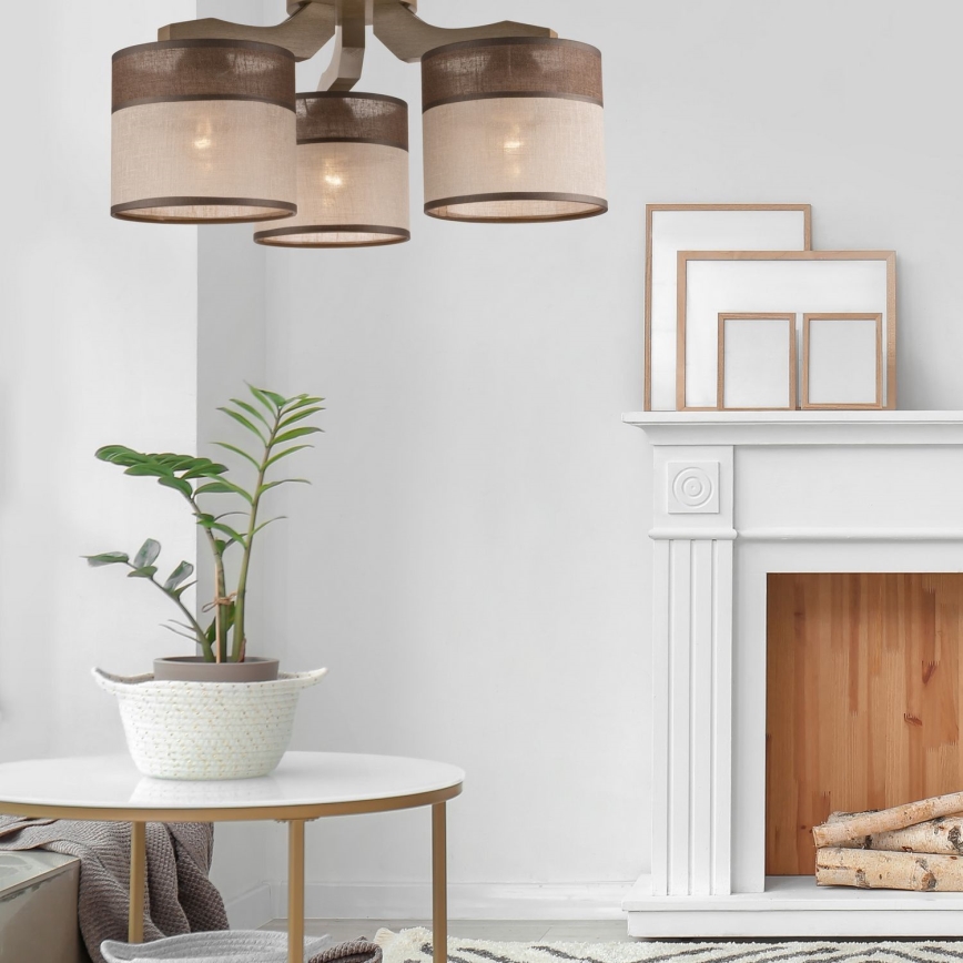 Plafonnier ANDREA 3xE27/60W/230V en hêtre