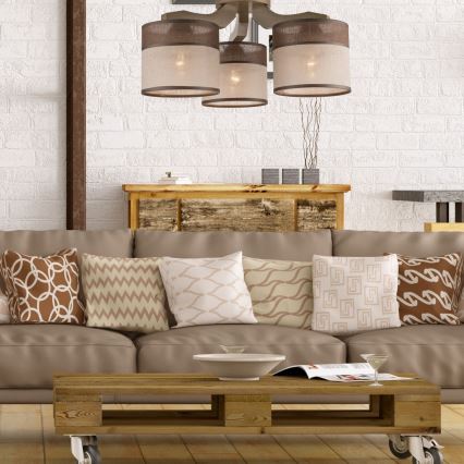 Plafonnier ANDREA 3xE27/60W/230V en hêtre