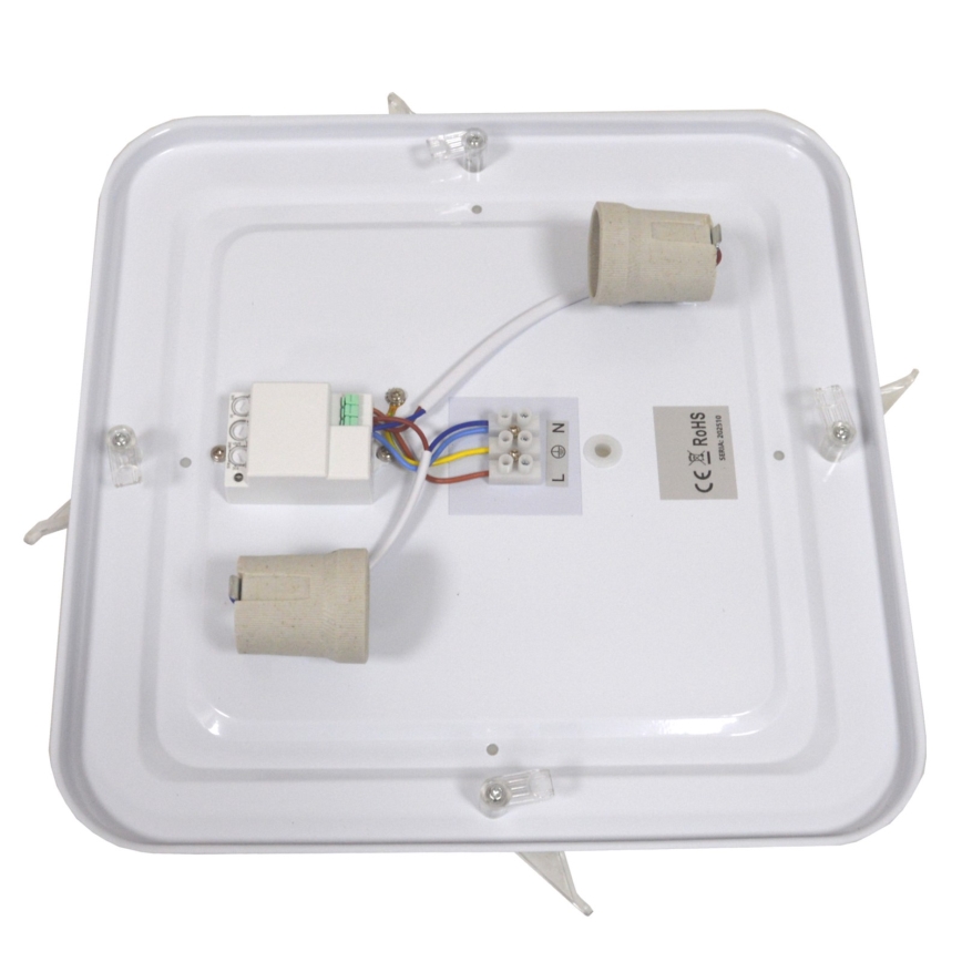 Plafonnier avec détecteur WILTON 2xE27/60W/230V 33x33 cm noir