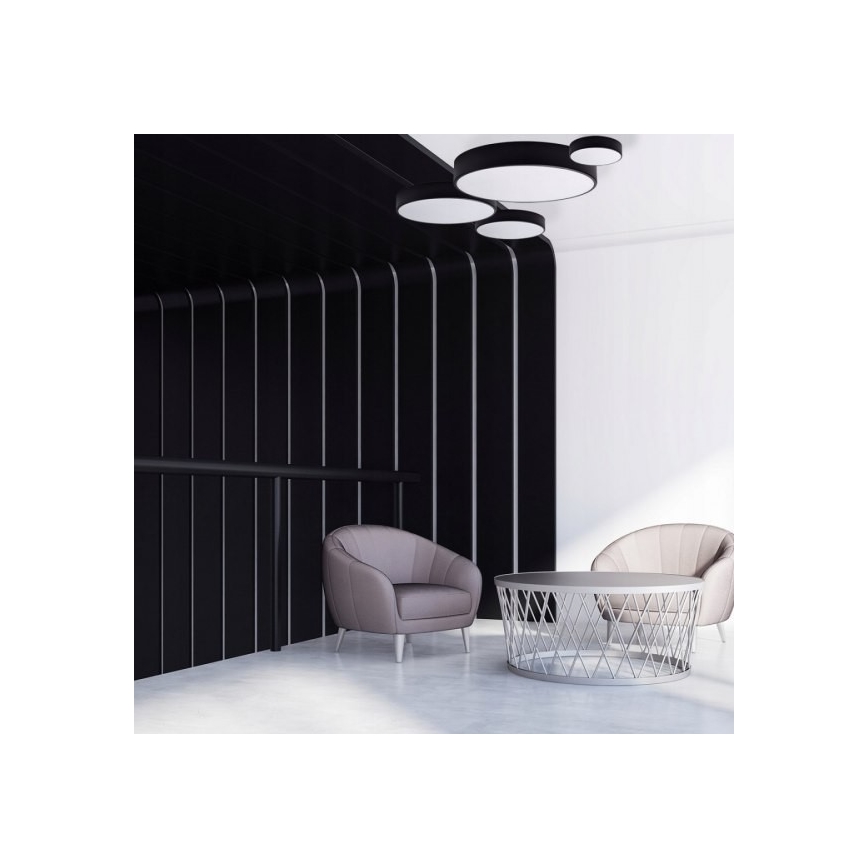 Plafonnier avec un détecteur CLEO 6xE27/24W/230V d. 80 cm noir